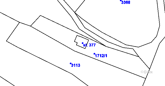 Parcela st. 377 v KÚ Vlastiboř u Železného Brodu, Katastrální mapa