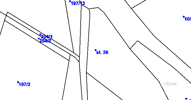 Parcela st. 26 v KÚ Vlastibořice, Katastrální mapa