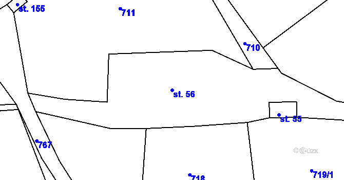 Parcela st. 56 v KÚ Vlastibořice, Katastrální mapa