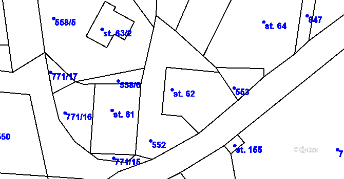 Parcela st. 62 v KÚ Vlastibořice, Katastrální mapa