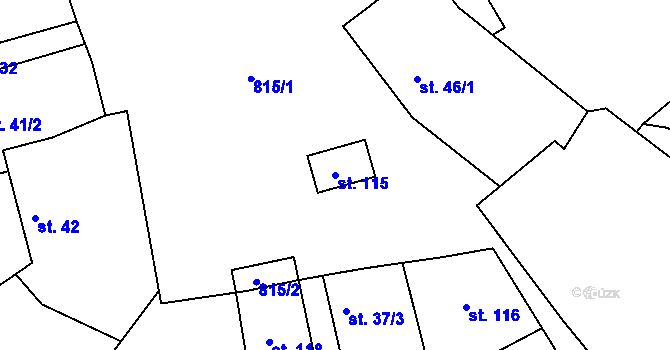 Parcela st. 115 v KÚ Vlastibořice, Katastrální mapa