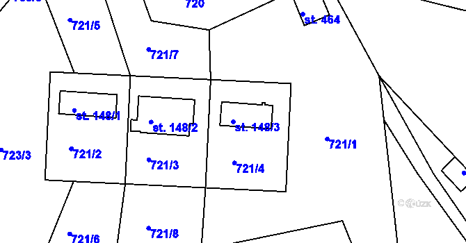 Parcela st. 148/3 v KÚ Vlastibořice, Katastrální mapa