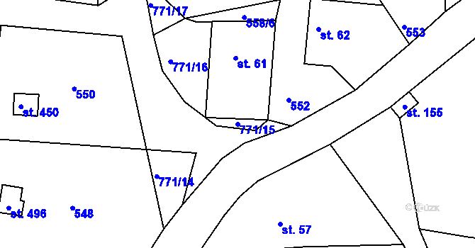 Parcela st. 771/15 v KÚ Vlastibořice, Katastrální mapa