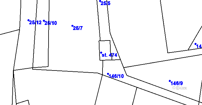 Parcela st. 474 v KÚ Vlastibořice, Katastrální mapa