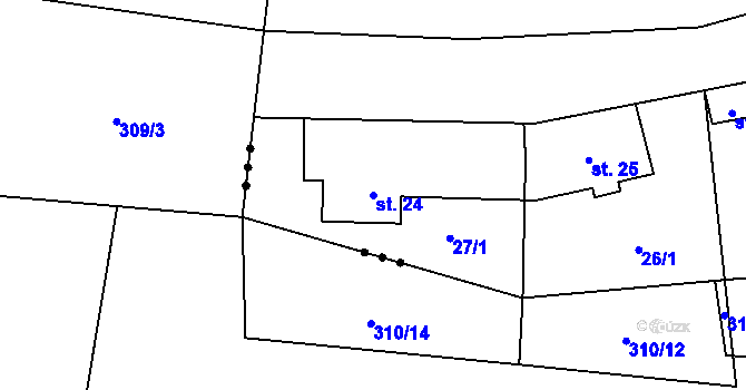 Parcela st. 24 v KÚ Sutom, Katastrální mapa