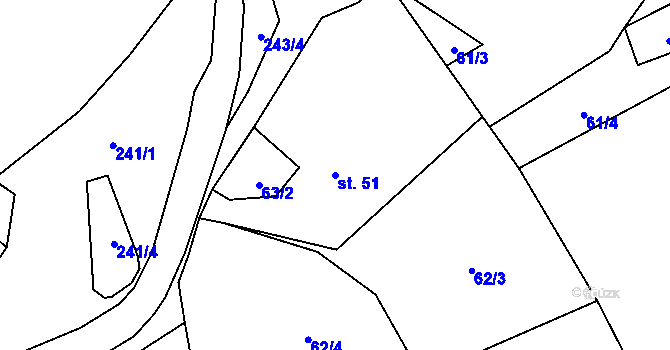 Parcela st. 51 v KÚ Sutom, Katastrální mapa