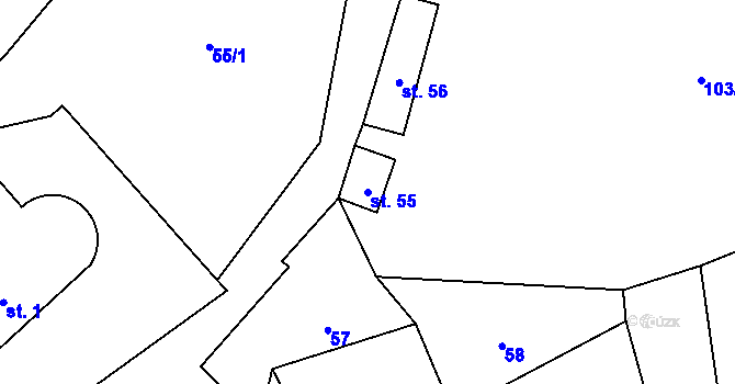 Parcela st. 55 v KÚ Sutom, Katastrální mapa