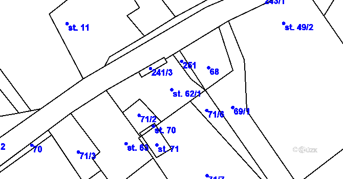 Parcela st. 62/1 v KÚ Sutom, Katastrální mapa