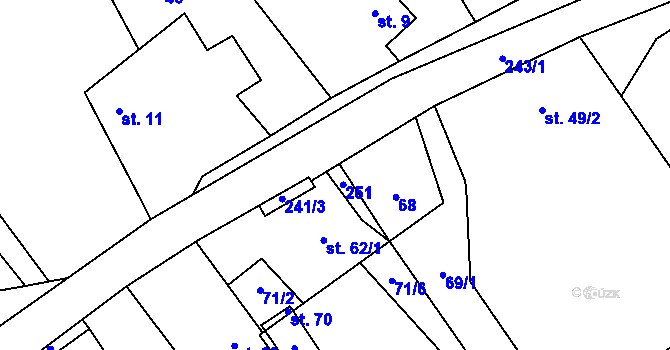 Parcela st. 62/2 v KÚ Sutom, Katastrální mapa