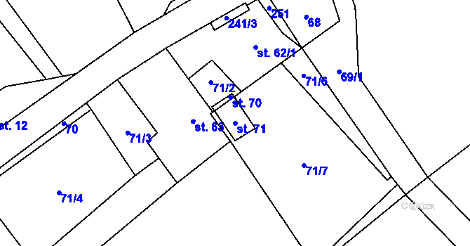 Parcela st. 71 v KÚ Sutom, Katastrální mapa