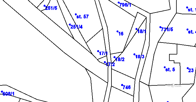 Parcela st. 17/1 v KÚ Vlastislav, Katastrální mapa
