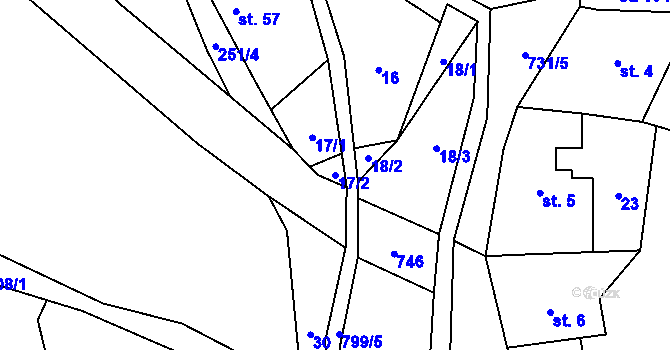 Parcela st. 17/2 v KÚ Vlastislav, Katastrální mapa