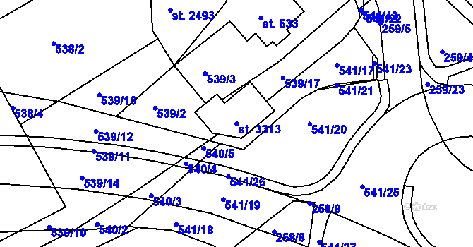 Parcela st. 3313 v KÚ Vlašim, Katastrální mapa