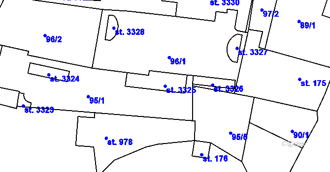 Parcela st. 3325 v KÚ Vlašim, Katastrální mapa