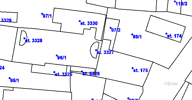 Parcela st. 3327 v KÚ Vlašim, Katastrální mapa