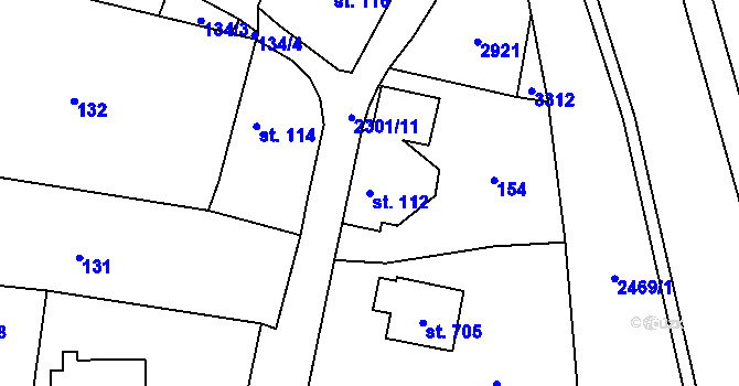 Parcela st. 112 v KÚ Vlašim, Katastrální mapa