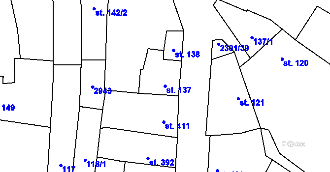 Parcela st. 137 v KÚ Vlašim, Katastrální mapa