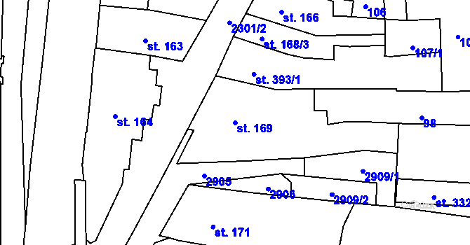 Parcela st. 169 v KÚ Vlašim, Katastrální mapa