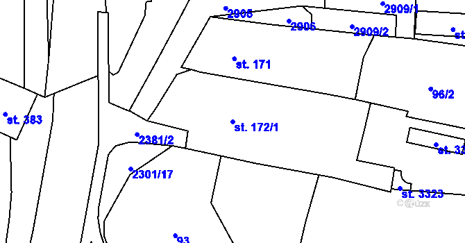 Parcela st. 172/1 v KÚ Vlašim, Katastrální mapa