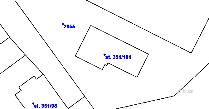 Parcela st. 351/101 v KÚ Vlašim, Katastrální mapa