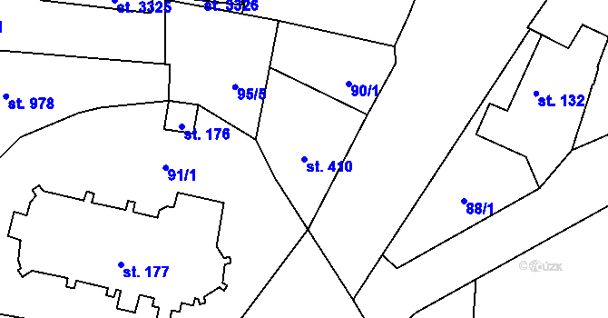 Parcela st. 410 v KÚ Vlašim, Katastrální mapa
