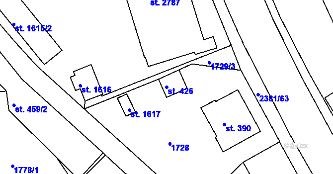 Parcela st. 426 v KÚ Vlašim, Katastrální mapa