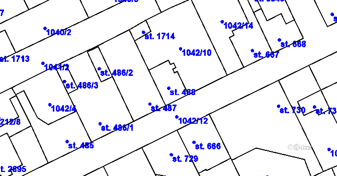Parcela st. 488 v KÚ Vlašim, Katastrální mapa