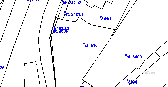 Parcela st. 515 v KÚ Vlašim, Katastrální mapa