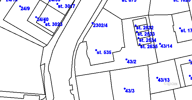 Parcela st. 535 v KÚ Vlašim, Katastrální mapa