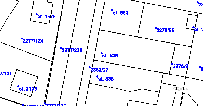 Parcela st. 539 v KÚ Vlašim, Katastrální mapa