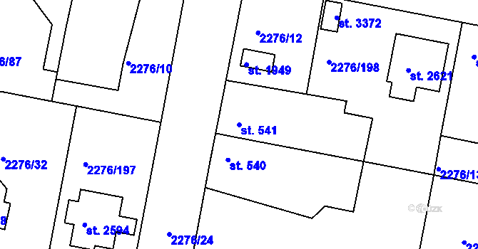 Parcela st. 541 v KÚ Vlašim, Katastrální mapa