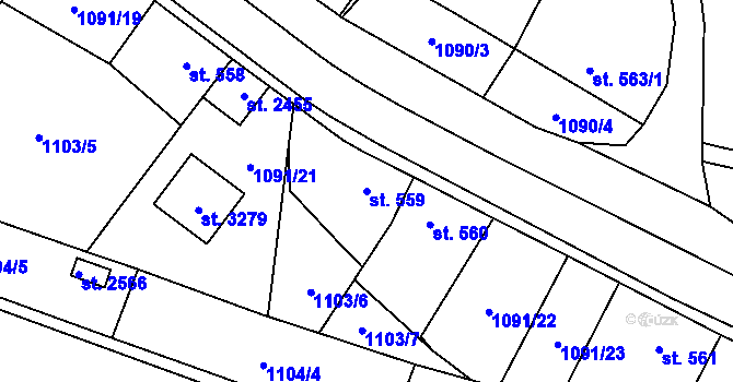 Parcela st. 559 v KÚ Vlašim, Katastrální mapa