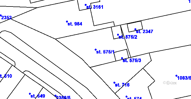 Parcela st. 575/1 v KÚ Vlašim, Katastrální mapa