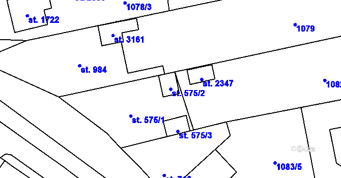 Parcela st. 575/2 v KÚ Vlašim, Katastrální mapa