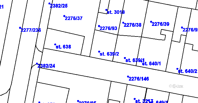 Parcela st. 639/2 v KÚ Vlašim, Katastrální mapa