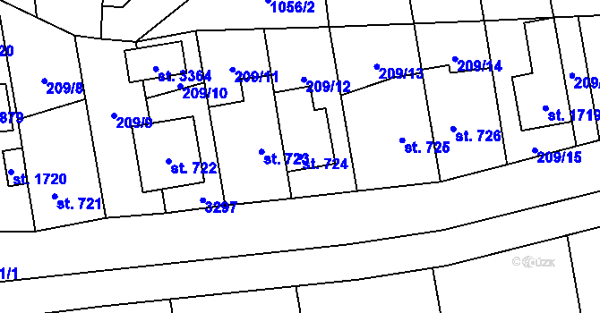 Parcela st. 724 v KÚ Vlašim, Katastrální mapa
