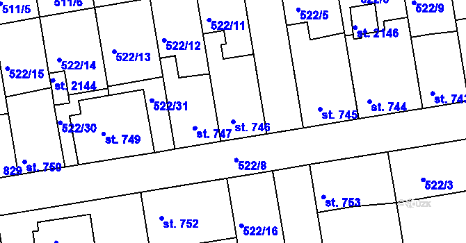 Parcela st. 746 v KÚ Vlašim, Katastrální mapa