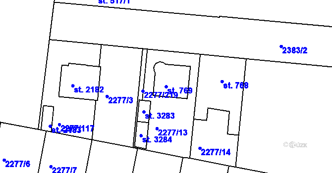 Parcela st. 769 v KÚ Vlašim, Katastrální mapa