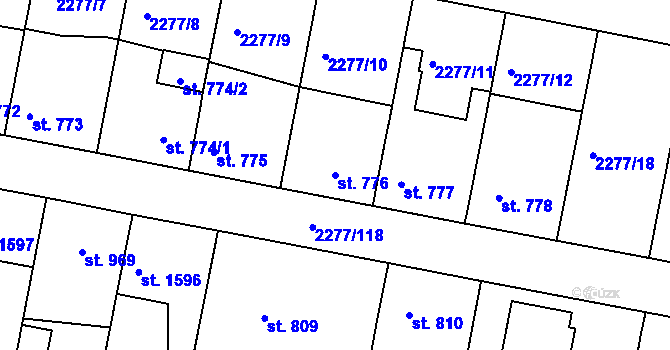 Parcela st. 776 v KÚ Vlašim, Katastrální mapa