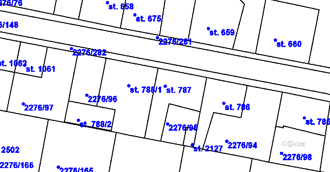 Parcela st. 787 v KÚ Vlašim, Katastrální mapa