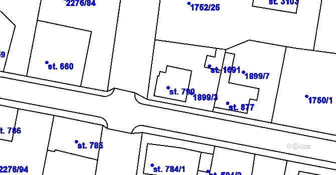 Parcela st. 790 v KÚ Vlašim, Katastrální mapa