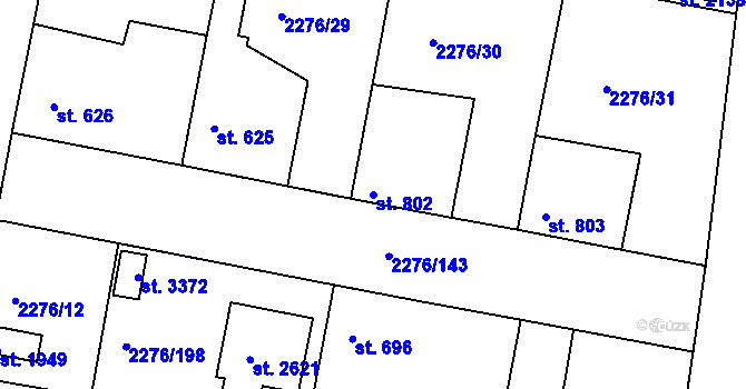 Parcela st. 802 v KÚ Vlašim, Katastrální mapa