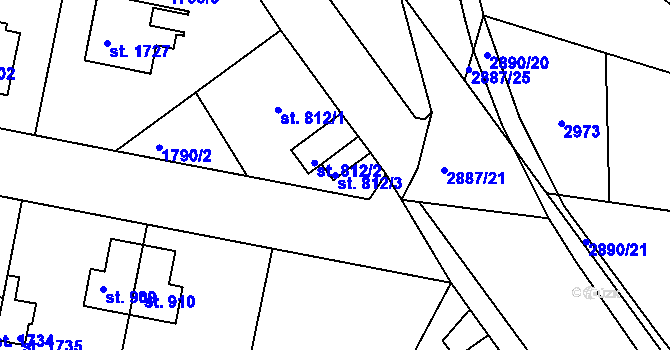 Parcela st. 812/3 v KÚ Vlašim, Katastrální mapa