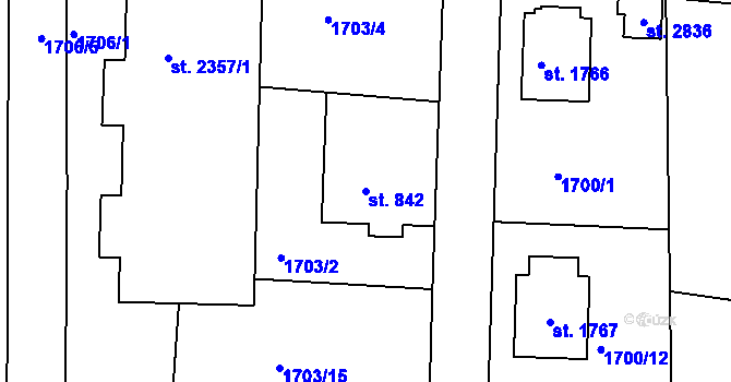 Parcela st. 842 v KÚ Vlašim, Katastrální mapa