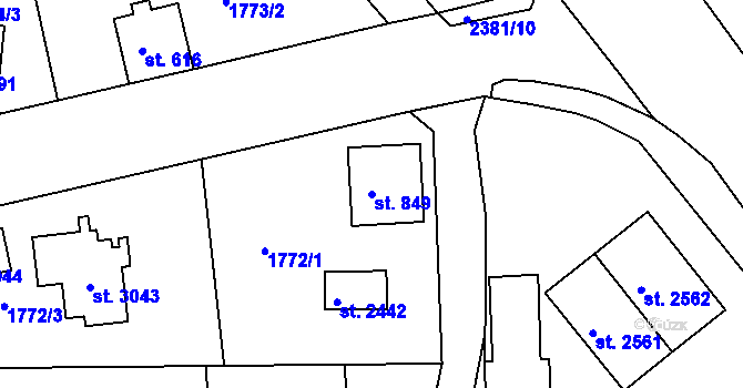 Parcela st. 849 v KÚ Vlašim, Katastrální mapa