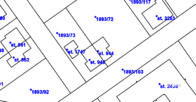 Parcela st. 944 v KÚ Vlašim, Katastrální mapa