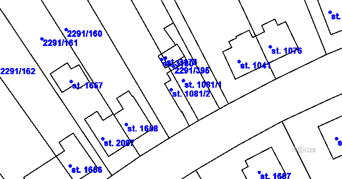 Parcela st. 1081/2 v KÚ Vlašim, Katastrální mapa