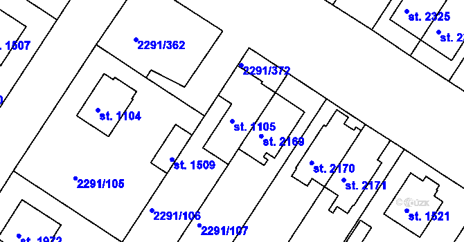 Parcela st. 1105 v KÚ Vlašim, Katastrální mapa