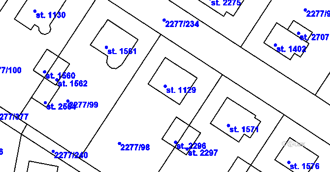Parcela st. 1129 v KÚ Vlašim, Katastrální mapa