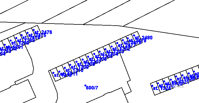 Parcela st. 1304 v KÚ Vlašim, Katastrální mapa